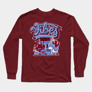 Vibes Valour Blue Team Maroon Long Sleeve T-Shirt